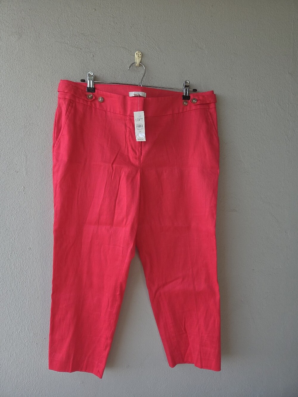 Ann Taylor LOFT Watermelon Pink Cropped Pants Sz 12P Petite NWT Linen Cotton